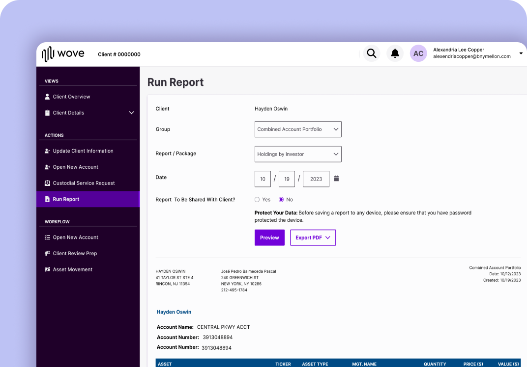 Wove advisory platform